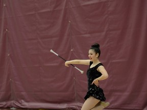 Olivia Curran-Morton competing in the final rounds of the Alberta Baton Twirling Association Provincial Championships in 2015. - Photo submitted