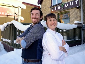 Mike Fish and Chef Yoda Olinyk are the founders of a new vegan restaurant to be called Glassroots that will be in the old Veg Out restaurant. MORRIS LAMONT  / THE LONDON FREE PRESS / POSTMEDIA NETWORK