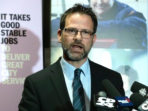 Tim Maguire, President of CUPE Local 79 updates media on negotiations with the city on Friday February 19, 2016. Craig Robertson/Toronto Sun/Postmedia Network
