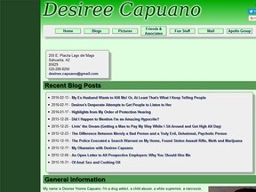 Patrick Fox created this revenge site about ex-wife Desiree Capuano in 2014 following a bitter custody dispute over their son. (Desireecapuano.com screengrab)