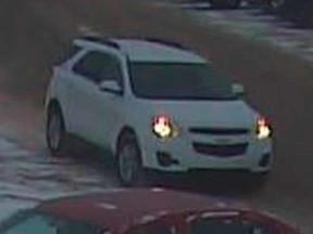 RCMP in Fort McMurray are looking for this white Chevrolet Equinox in connection to a possible abduction.