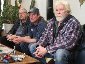 (Left to right) Outdoorsmen Brad Jakubiak, Ross Guy, and Mike Rimmer lost their good friend Brent Fisher during a fishing trip on Feb. 6. Jakubiak, Rimmer and Fisher all fell through the ice, but Fisher didn't make it out alive. (Tracy McLaughlin/Toronto Sun/Postmedia Network)
