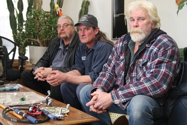 (Left to right) Outdoorsmen Brad Jakubiak, Ross Guy, and Mike Rimmer lost their good friend Brent Fisher during a fishing trip on Feb. 6. Jakubiak, Rimmer and Fisher all fell through the ice, but Fisher didn't make it out alive. (Tracy McLaughlin/Toronto Sun/Postmedia Network)