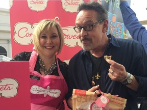 Sherwood Park's Kathy Leskow meets Robert Steinberg, one of the stars of the movie 12 Years a Slave which won the Oscar for best movie last year.. He seems who seems to love the cookies baked at Leskow's kitchen Confetti Sweets
