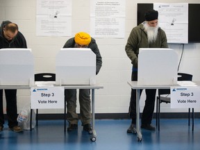 Ward 12 residents cast their City Council by-election vote at the advance voting station in the Meadows Community Recreation Centre, 2704 - 17 St., in Edmonton Alta. on Monday Feb. 8, 2016. David Bloom/Postmedia