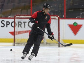 Ottawa Senators forward Clarke MacArthur skates during practice at the Canadian Tire Centre in Ottawa on Jan 6, 2015. (Tony Caldwell/Ottawa Sun/Postmedia Network)