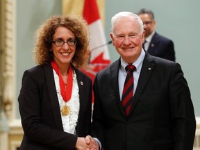 McGill University astrophysicist Dr. Victoria Kaspi is awarded the Gerhard Herzberg Canada Gold Medal for Science and Engineering by Governor General David Johnston during a ceremony at Rideau Hall, in Ottawa on Tuesday, Feb. 16, 2016. THE CANADIAN PRESS/Fred Chartrand