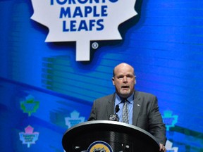 Toronto Maple Leafs general manager Mark Hunter announces Mitchell Marner as the No. 4 overall pick during the 2015 NHL Draft at BB&T Center in Sunrise, Fla., on June 26, 2015. (Steve Mitchell/USA TODAY Sports)