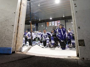 Members of the Western Mustangs men?s hockey team listen to assistant coach David Kontzie at Thompson arena on Monday. The Mustangs open the OUA West semifinal against Toronto at Thompson on Wednesday. (CRAIG GLOVER, The London Free Press)