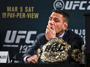 Rafael dos Anjos reportedly suffered a foot injury late last week and will not participate in UFC 196 on March 6. (L.E. Baskow/Las Vegas Sun via AP)