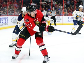 Curtis Lazar of the Ottawa Senators against the Buffalo Sabres during third-period NHL action at Canadian Tire Centre in Ottawa on Feb. 16, 2016. (Jean Levac/Postmedia)