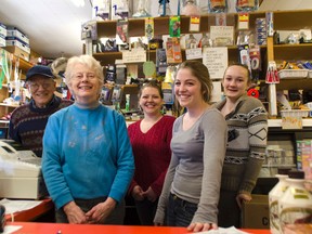 The Holyrood General Store has been open since 1904. From left, owners Allan and Lucy Miller and their daughter Susan Miller with employees Leandra Urbanek and Nicole Ward. (Darryl Coote/Reporter)