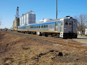 Terence Johnson, a Chatham-Kent resident who is president of the Southwestern Ontario Transportation Alliance, took photos Saturday of self-propelled rail diesel cars on the tracks in Thamesville. Rail advocates take it as a sign Via Rail is working to live up to its promise to improve passenger service in the region.  (Handout/Sarnia Observer/Postmedia Network)