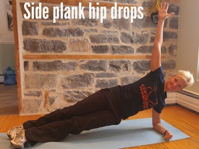 Side plank hip drops are among the 10 exercises in Tracie Smith-Beyak’s ‘300 Rep’ Celebration Workout. (Supplied photo)