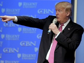 U.S. Republican presidential candidate Donald Trump speaks at a campaign event at Regents University in Virginia Beach, Virginia February 24, 2016. (REUTERS/Joshua Roberts)