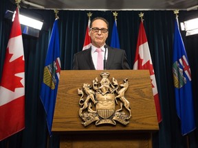 Alberta Finance Minister Joe Ceci gives a third-quarter fiscal update in Edmonton on Wednesday February 24, 2016. THE CANADIAN PRESS/Amber Bracken