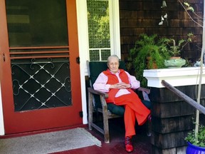 Marie Hatch sits in front of her home of 66 years in Burlingame, California, in this undated handout photo provided by Lisa Krieger. (REUTERS/Lisa Krieger/Handout via Reuters)