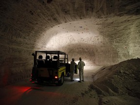 REUTERS FILE PHOTO
Workers inspect a salt mine in Germany in this file photo. Ontario has a major salt mine of its own near Goderich, where Sifto has a facility that stretches far out below Lake Huron. Salt mined in facilities like this eventually makes its way to your dinner table.