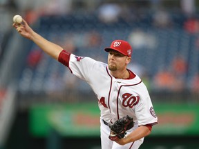 Nationals reliever Blake Treinen wasn’t sure what to make of his new-found fame on Thursday, Feb. 25, 2016, a day after he was the subject of a question on “Jeopardy!” under the category of “hard-throwing pitchers.” (Nick Wass/AP Photo/Files)