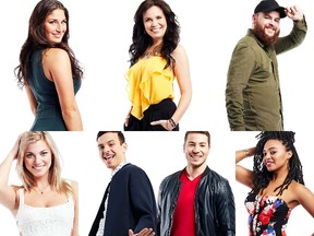 Big Brother Canada contestants, clockwise from top left: Cassandra Shahinfar, Christine Kelsey, Dallas Cormier, Kelsey Faith, Mitchell Moffit, Philippe Paquette and Sharry Ash. (Handout photos)