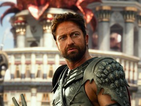 This image released by Lionsgate shows Gerard Butler portraying Set in a scene from "Gods of Egypt." (Lionsgate)
