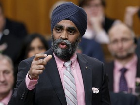 Canada's Defence Minister Harjit Sajjan speaks during Question Period in the House of Commons on Parliament Hill in Ottawa, Canada, February 24, 2016. REUTERS/Chris Wattie