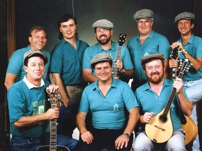 The Leprechauns are back with release of a film about the St. Thomas group, premiering March 17 at St. Thomas-Elgin Public Art Centre. Front, from left - Paul Bottineau, Cliff Maxwell, Frank (Fra) Morgan. Back - Dave McCormick, Brian May, John Cassidy, Bernie Sheridan, Pat Liebregts.