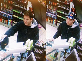 The RCMP is searching for this man who is responsible for an alleged armed robbery at the Innisfree Petro Canada on Feb. 14.