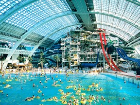Swimmer enjoy West Edmonton Mall's indoor Water Park. The massive park has a wave pool, water slides, children and family areas, a surfing pool and more. Photo Supplied