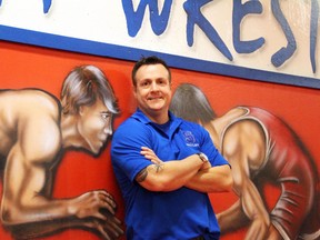 Jason Blain balances being the head coach of the Sarnia Collegiate Blue Bombers high school wrestling team and one of the main coaches of the Sarnia Bluewater Wrestling Club in addition to his full-time job as a Sarnia firefighter. The 43-year-old SCITS graduate is the main reason the school still has a wrestling program, according to assistant coach Ryan Bedard. (Terry Bridge, The Observer)