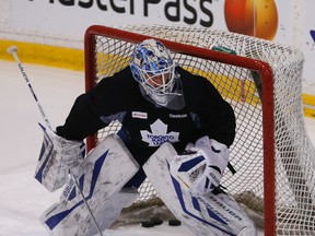 Jonathan Bernier will make his fourth start in five games on Saturday for the Leafs. (JACK BOLAND/Toronto Sun)