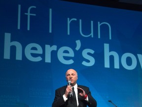 Kevin O'Leary speaks during a session entitled "If I run here's how i'd do it" during a conservative conference in Ottawa Friday, February 26, 2016. THE CANADIAN PRESS/Adrian Wyld