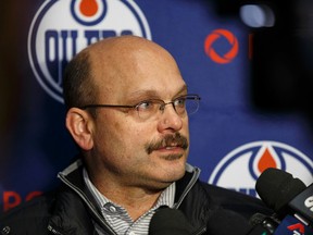 Edmonton Oilers president of hockey operations and GM Peter Chiarelli addresses the media at Rexall Place. (File)