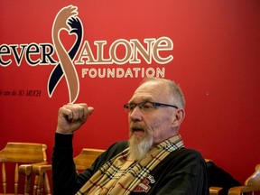 Lyle Bauer talks at the Never Alone Foundation offices in February 2016. (GRANT BALL PHOTOGRAPHY/FOR THE WINNIPEG SUN/POSTMEDIA NETWORK)