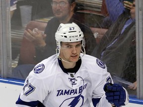 Tampa Bay Lightning forward Jonathan Drouin might have been all smiles earlier in the season, but since then he’s been demoted, left his AHL team, and is waiting for Tampa Bay to trade him. (ALAN DIAZ/AP files)