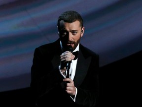 Singer Sam Smith performs his song "Writing's on the Wall", which is nominated for Best Original Song at the 88th Academy Awards in Hollywood, California February 28, 2016.   REUTERS/Mario Anzuoni