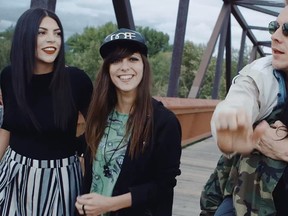 Dubstep artist Skrillex and singer Diplo appear in a music video for the song "Mind" on the Cloverdale footbridge in Edmonton.