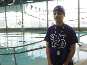 Walker Teal, 10, came in second place in the 50 metre backstroke at the Swim Ontario Winter Festival meet in Markham. The St. Mary’s student represented Goderich in the province-wide competition on Feb. 20 – 21. (Laura Broadley/Goderich Signal Star)