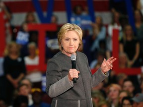 Democratic presidential candidate Hillary Clinton speaks at a campaign rally in Norfolk, Va., Monday, Feb. 29, 2016. (AP Photo/Gerald Herbert)