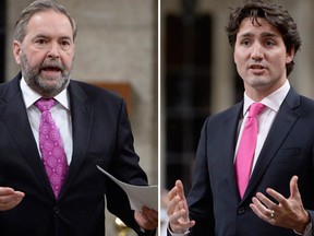 NDP Leader Tom Mulcair and Prime Minister Justin Trudeau (THE CANADIAN PRESS/Adrian Wyld)