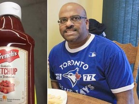 Brian Fernandez is at his home in Orillia, Ont. Brian's Facebook post about switching ketchup brands went viral. (MEHREEN SHAHID/Postmedia Network and Facebook photo)
