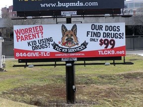 New Albany billboard, similar to ones in Louisville, appealing to concerned parents. (Photo: K9 service owner Michael Davis)