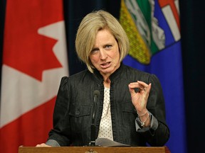 Alberta Premier Rachel Notley responds at the Alberta Legislature on March 1, 2016 to a bid by the Quebec government to gain a court injunction that would require that TransCanada Corporation follow the province's environmental process as it prepares for its Energy East pipeline. (PHOTO BY LARRY WONG/POSTMEDIA)