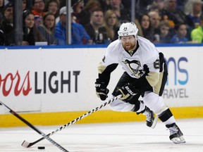 Pittsburgh Penguins right winger Phil Kessel heads into the Buffalo Sabres zone during the third period at First Niagara Center in Buffalo on Feb. 21, 2016. (Kevin Hoffman/USA TODAY Sports)