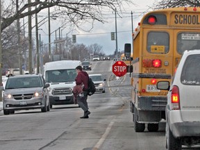 Stopped school bus