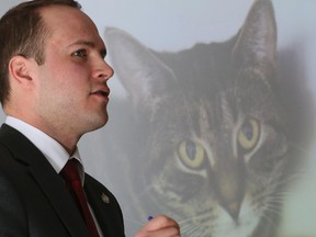 Liberal MP Nathaniel Erskine-Smith outlines his private member's bill to modernize Canada's animal protection laws at the Toronto Humane Society on Wednesday, March 2, 2016. (Veronica Henri/Toronto Sun)