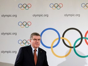 IOC President Thomas Bach arrives for a news conference in Lausanne, Switzerland, on Wednesday, March 2, 2016. Organizers for the Rio de Janeiro Olympics have sold fewer than half of all tickets so far with about five months to go until the first Games in South America, they said on Wednesday. (Denis Balibouse/Reuters)