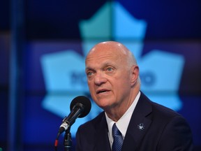 Lou Lamoriello attends a news conference to announce that he has been named the new general manager of the Toronto Maple Leafs, in Toronto, Thursday, July 23, 2015. THE CANADIAN PRESS/Galit Rodan