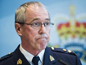 Supt. Gary Steinke updates the media after the suspect in Sunday's triple homicide in Edson was shot as RCMP officers tried to arrest him at an undisclosed location at K Division headquarters in Edmonton, Alta., on Tuesday, Dec. 1, 2015. Codie McLachlan/Postmedia Network