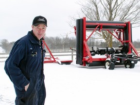 Smyth Welding and Machine Shop owner Barry Smyth will this year be shipping land rollers like the one pictured behind him to all 50 states in the USA. (Darryl Coote/Reporter)
